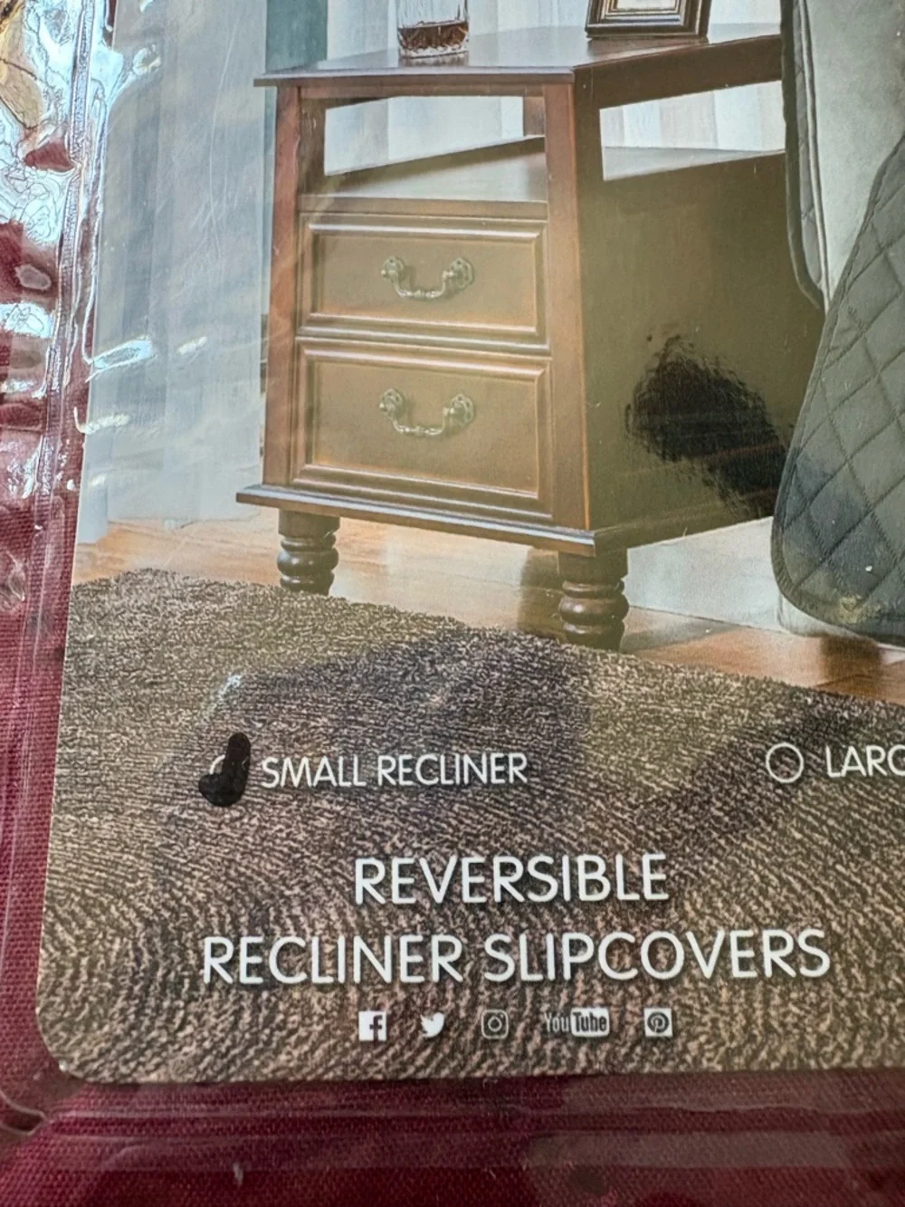 Reversible Recliner Slipcover - Wine , Small